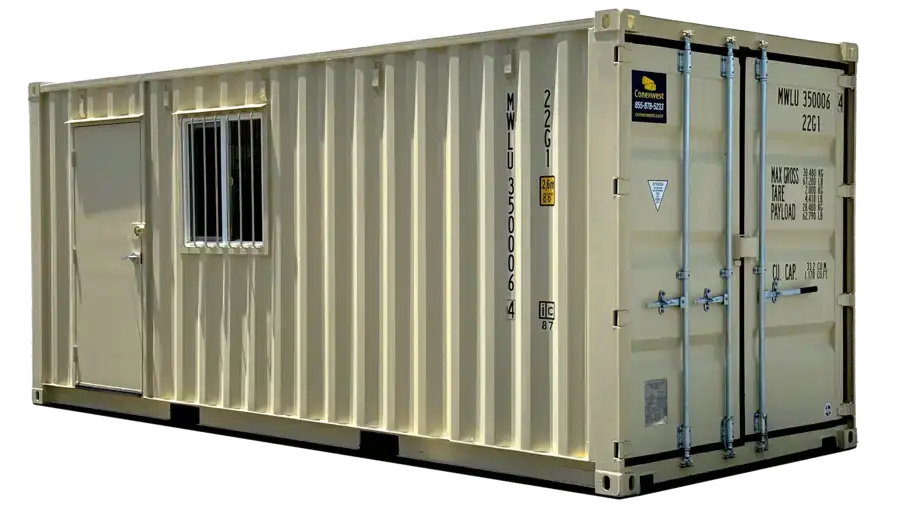 Office warranty The 20ft Refurbished Combo Office Container comes with a 5-year limited warranty. This warranty covers structural integrity, protection against corrosion, and maintenance of wind and watertight conditions under normal operating use. Coverage Includes Structural frame, walls, roof, and doors Weather resistance (wind and watertight seals) Weld integrity on the main container structure Electrical, lighting, HVAC, and interior components (1-year coverage) Warranty Exclusions Normal cosmetic wear and tear, such as surface rust, scratches, dents, and paint fading, are not covered. Damage caused by misuse, improper lifting, modification, accidents, or environmental extremes is excluded from warranty coverage. Optional lockbox security upgrades are covered separately if installed.
