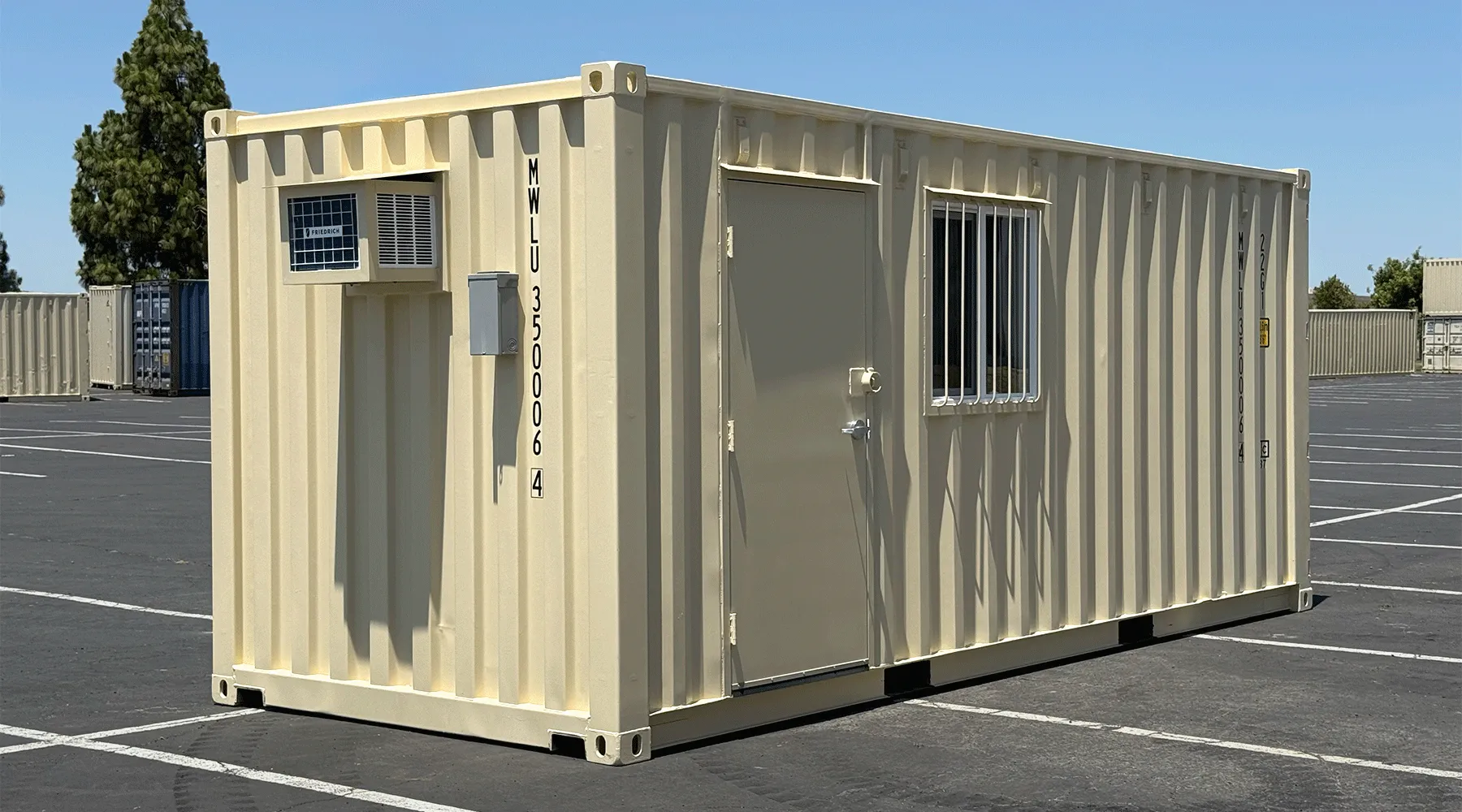 Office warranty The 20ft Refurbished Combo Office Container comes with a 5-year limited warranty. This warranty covers structural integrity, protection against corrosion, and maintenance of wind and watertight conditions under normal operating use. Coverage Includes Structural frame, walls, roof, and doors Weather resistance (wind and watertight seals) Weld integrity on the main container structure Electrical, lighting, HVAC, and interior components (1-year coverage) Warranty Exclusions Normal cosmetic wear and tear, such as surface rust, scratches, dents, and paint fading, are not covered. Damage caused by misuse, improper lifting, modification, accidents, or environmental extremes is excluded from warranty coverage. Optional lockbox security upgrades are covered separately if installed.